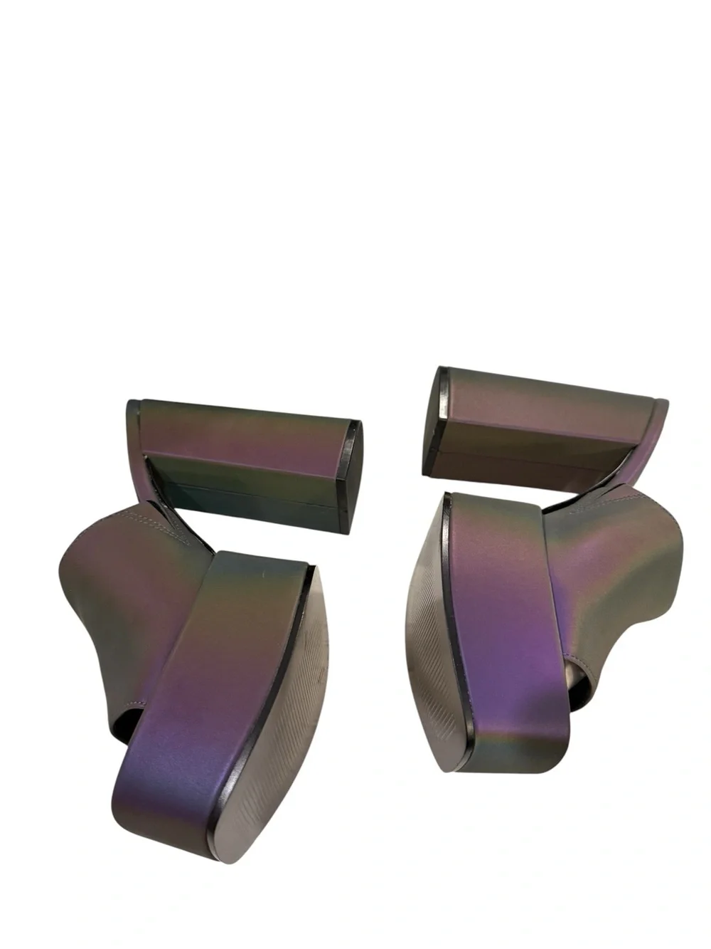 Ravina Multi Reflective Platform Sandals by D’Amelio Lulus Iridescent Purple NEW